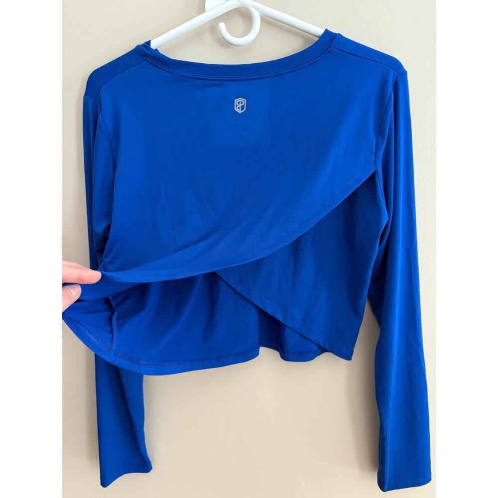 Born Primitive NWT Cross Back Long Sleeve Crop Training Top Blue Size Medium - Picture 5 of 8
